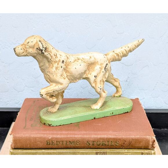 Cast Iron Hubley? English Setter Pointer Dog Doorstop Bookend Antique - Picture 1 of 4